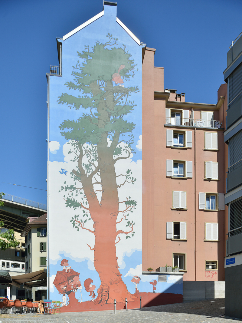Fresque de Titeuf à Lausanne - Vue verticale (grande)